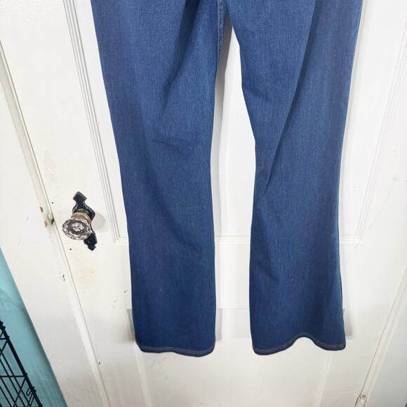 Halara Flex High Waisted Crossover Pocket Washed Stretch Knit Casual Flare Jeans - Picture 10 of 14